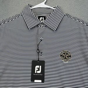 FootJoy Polo Shirt Mens Large Blue White Stripe Golf Stretch‎ Shackamaxon CC